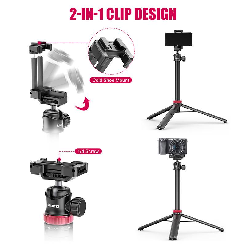 Giá Đỡ Điện Thoại Có Thể Mở Rộng ULANZI MT-44 Chân Đế Tripod Điện Thoại Gậy Vlog Có Thể Mở Rộng 59 ",Kẹp Điện Thoại 2 Trong 1 Tripod Camera Đầu Bi 360 ° Tương Thích Với iPhone Sony Canon Máy Ảnh Hành Động Nhẹ Thích Hợp Cho Du Lịch Selfie Phụ Kiện