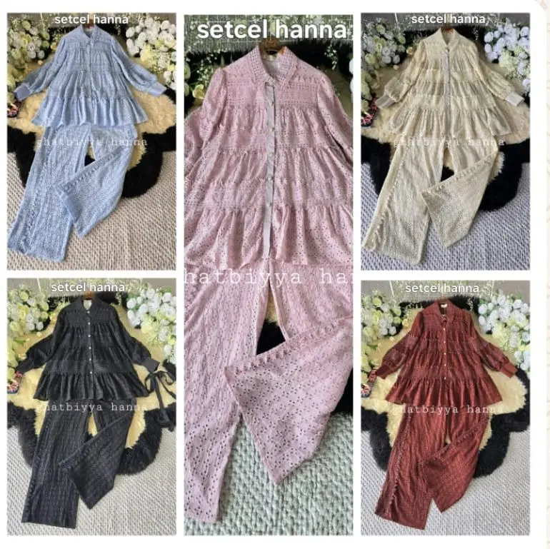 Setcel hanna bahan katbol premium renda bunga