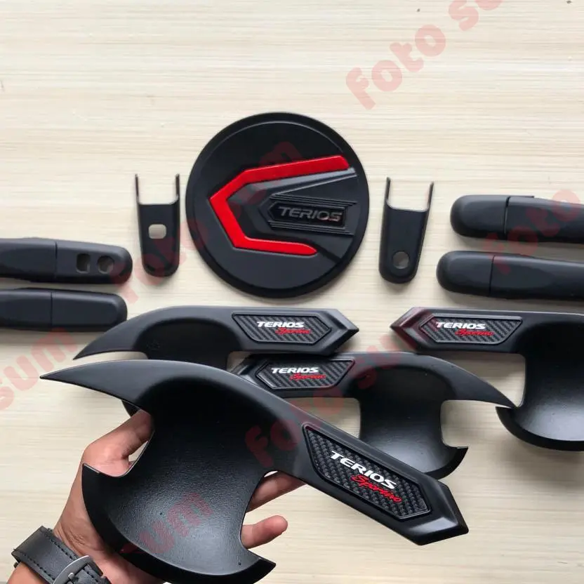 outer hendel dan caver tangki mobil Terios list merah 2018 sampai 2024 hitam doff