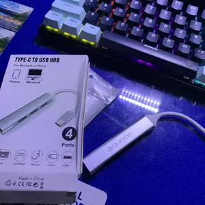 QUINTON USB HUB 3.0 2.0 atau type C hub 4 port aluminium Ultra High speed untuk laptop pc computer dan macbook Grey Card Kabel usb  hub  type  c usb  port  4  lubang