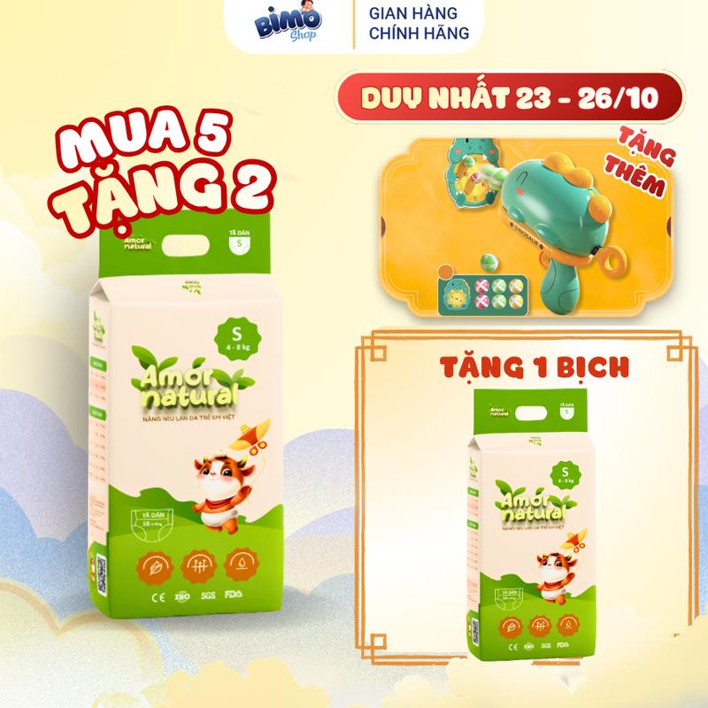 (6A) - Combo 6 Bịch Tã/ Bỉm AMOR NATURAL VIỆT NAM Thoáng Khí Mỏng Nhẹ Cho Bé