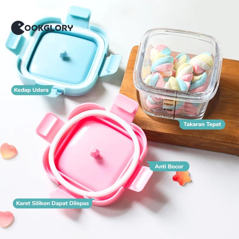 Cookglory 3 IN 1 Wadah Mpasi Bayi / Tempat Mpasi Kaca / Baby Glass Food Container Set 2