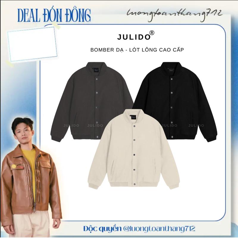 Áo bomber dạ lót lông ấm áp basic trơn basic 3 màu JULIDO dạ ép mùa đông