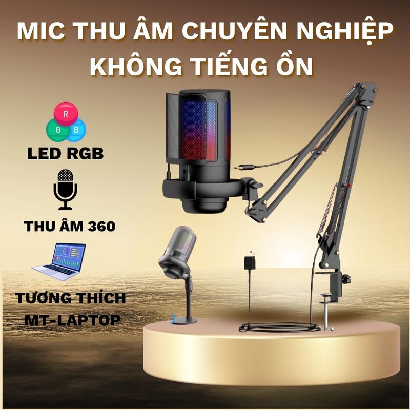 Micro Thu Âm Livestream Chuyên Nghiệp ShouFei ME6S Lọc Tạp Âm, LED RGB, Thu Âm…