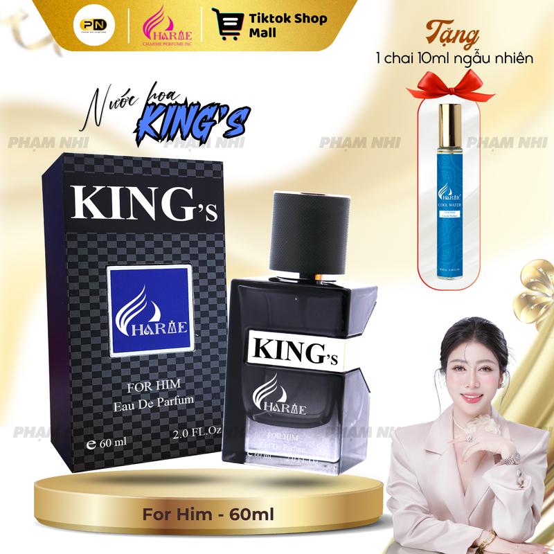 Nước Hoa CHARME PERFUME KING's 60ml dành cho Nam [Tặng 1 chai 10ml ngẫu nhiên] Xịt Thơm Cosmetic