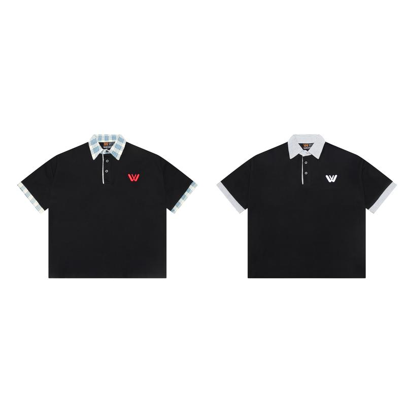 (Giá mở bán) Áo Polo Ngắn Tay Phối Sơ Mi WENKO Kẻ Sọc Cổ Bẻ Nam Nữ Unisex Vải Cotton Tổ Ong Cao Cấp Thoáng Mát