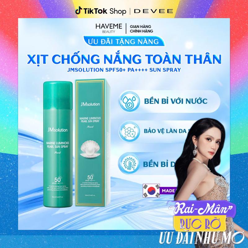 Xịt chống nắng toàn thân Jm Solution SPF 50+ giúp trắng da, thích hợp cho mọi loại da