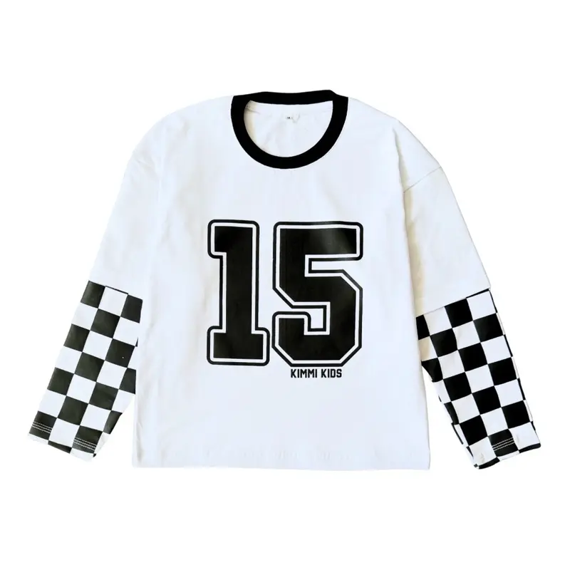 Kimmikids Kaos Anak Oversize Lengan Panjang Motif Catur 1 - 11 Tahun Cotton Combed 24s 0