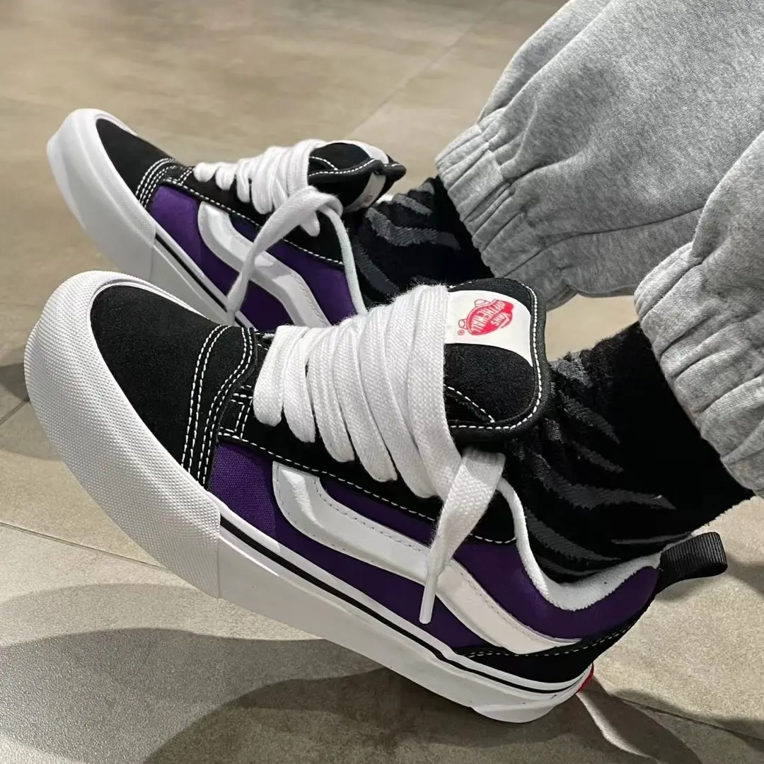VA&0ONS Classics Knu Skool 2023 Fashion Obese Big Logo Purple Classic Bread Shoes Potato Casual Canvas Shoes-2406