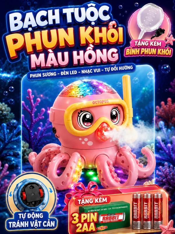 Đồ chơi bạch tuộc mực nhảy múa vui nhộn có đèn LED, cánh tay chuyển động và khả…