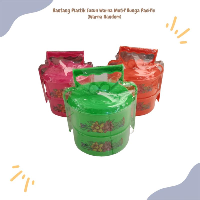 Rantang Plastik Susun Warna Motif Bunga Pacific (Warna Random) 2