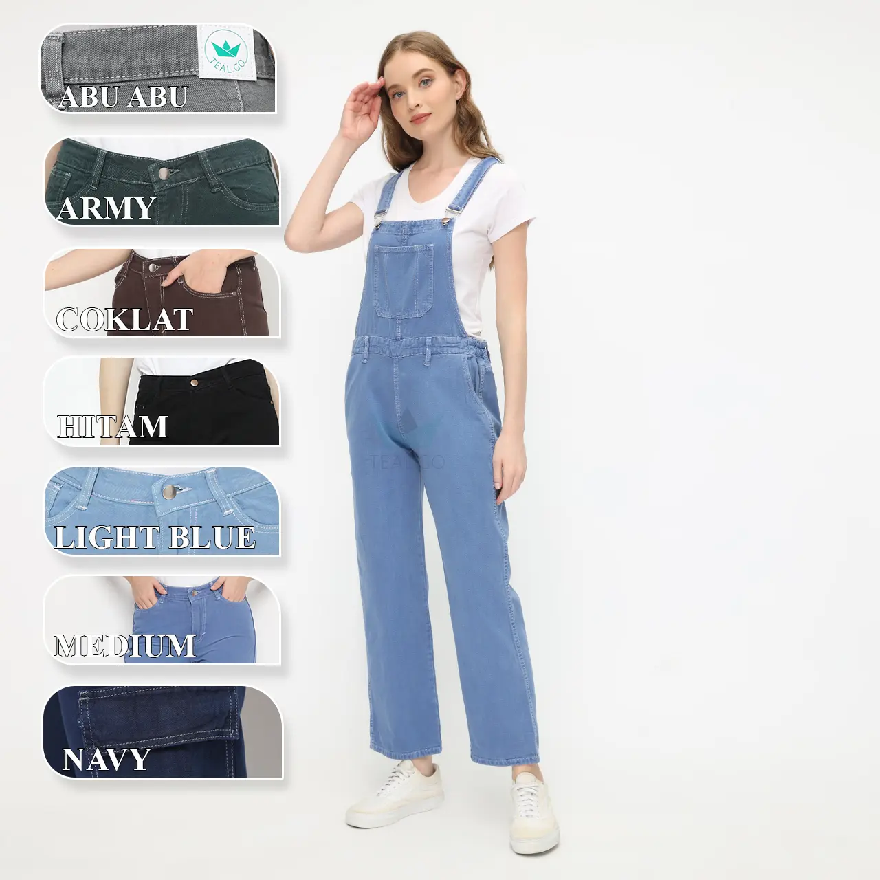 Teal.go Jumpsuit Overall Jeans Panjang Wearpack Wanita Dewasa Casual