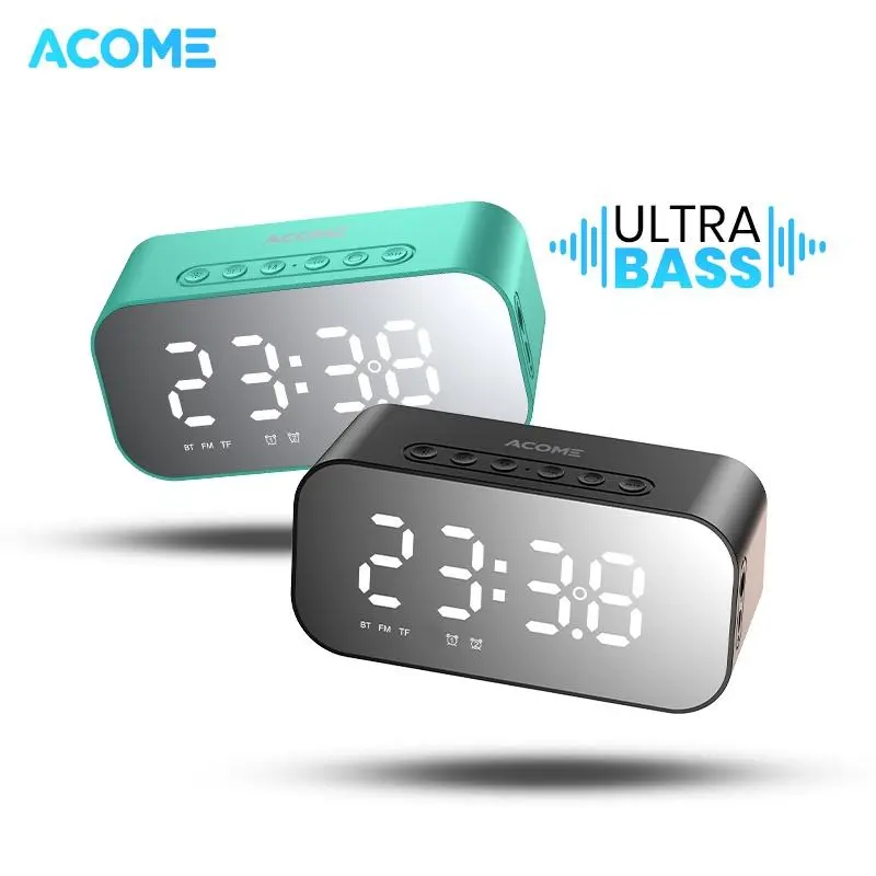 [BISA COD] Acome Speaker Bluetooth 5.0 Jam Alarm LED Display Ultra Bass Garansi Resmi 1 Tahun A5 Handphone Smart