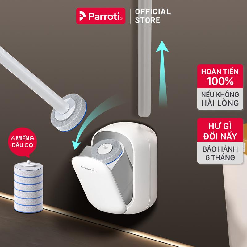  Cây Cọ Bồn Cầu Thông Minh Tự Động Đóng Mở Treo Dán Tường Tự Đóng Mở Cọ Toilet 2 Trong 1 Đầu Lau Dùng 1 Lần Parroti - PC01 