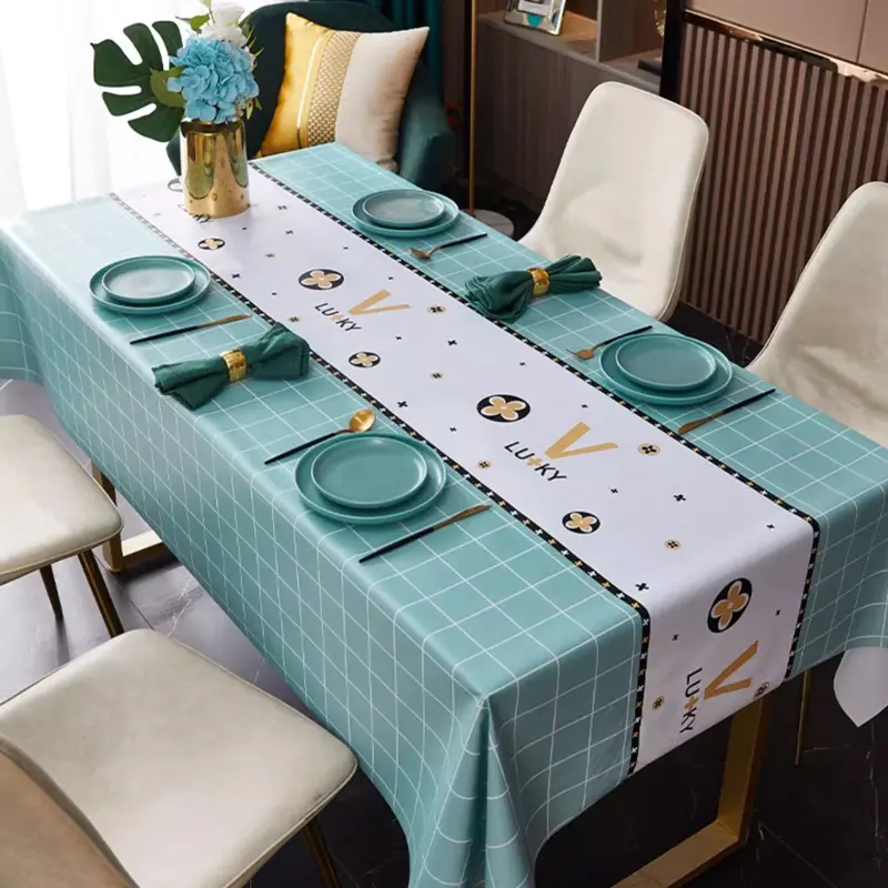 Taplak Meja Makan Anti Air Ukuran 137×183CM / Bahan PEVA Tahan Air kain mewah minimalis/ Tikar Taplak Meja Makan Waterproof PEVA / Persegi Panjang Termurah