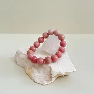 Trust Universe | Gelang Afirmasi | Rhodonite Pink Natural Stone | Cocok untuk kado | Love, Healing, Caring Energy batu kristal