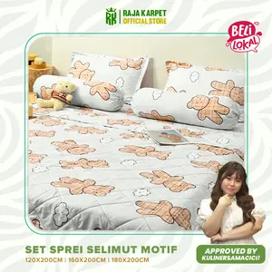 RAJA x KULINERSAMACICI  Sprei Set Sarung Bantal Guling & Selimut Bedcover Set Seprei Sarguntal Modern Style