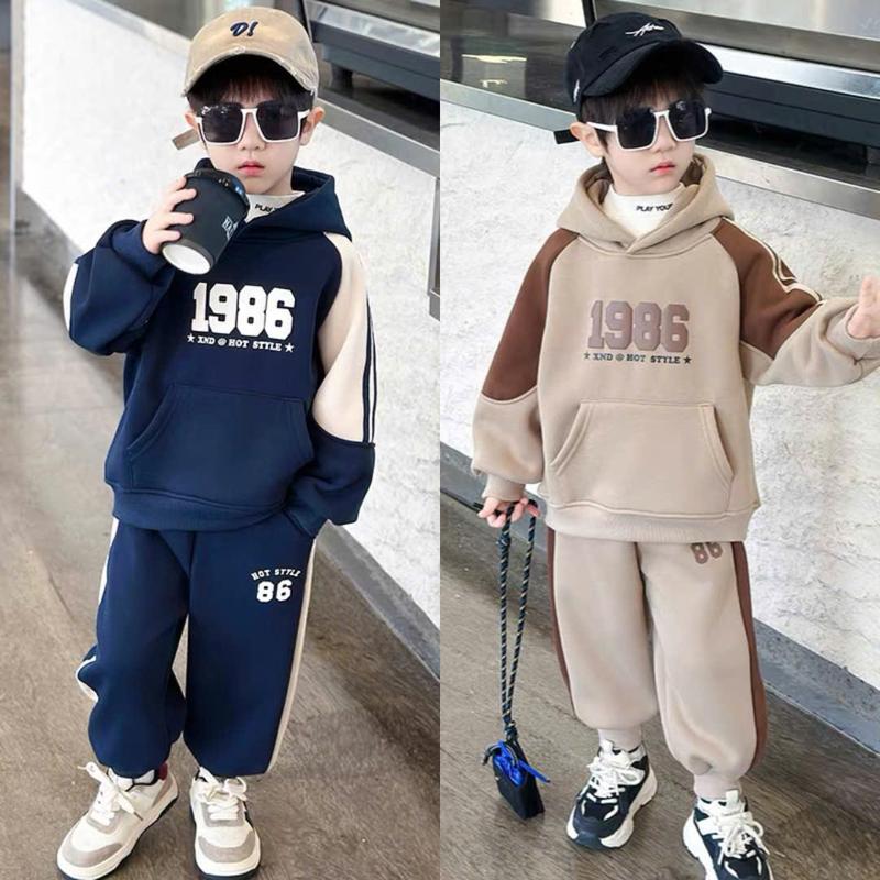  Quần áo bé trai Bộ thu đông dài tay năm 2025 cho bé trai 18-47kg từ tuổi 4-15 tuổi ,mẫu bộ quần áo HOODIE 1986  chất nỉ bông cao cấp mềm mịn dày dặn đường may kĩ  KHÔNG CHỌN TĂNG SIZE  