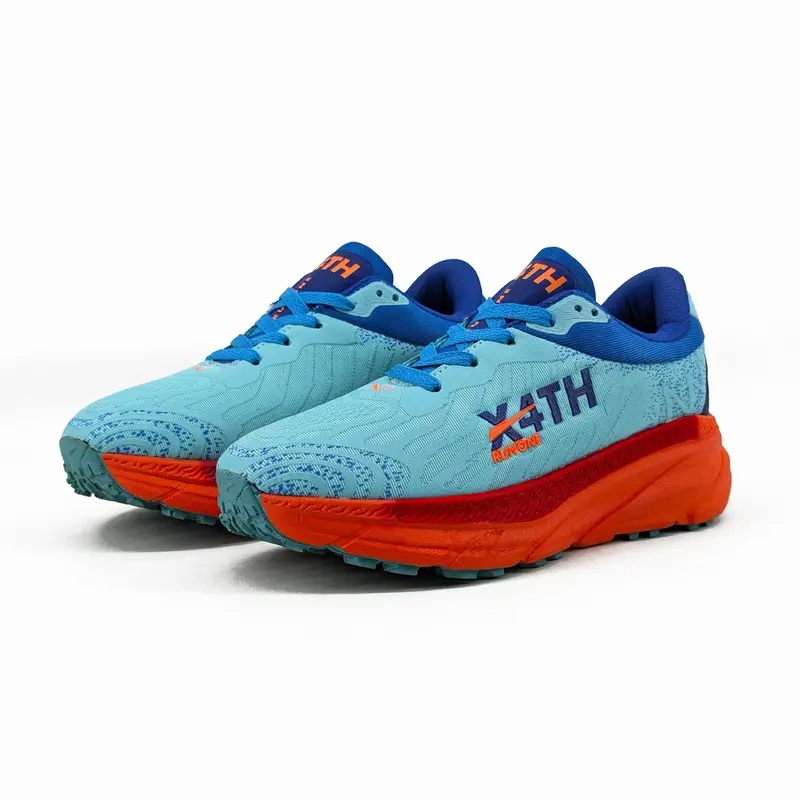 X-FOURTH RUNONE Biru Oren sepatu Casual sporty jogging running pria  wanita anak anak kerja Lightblue Orange 38