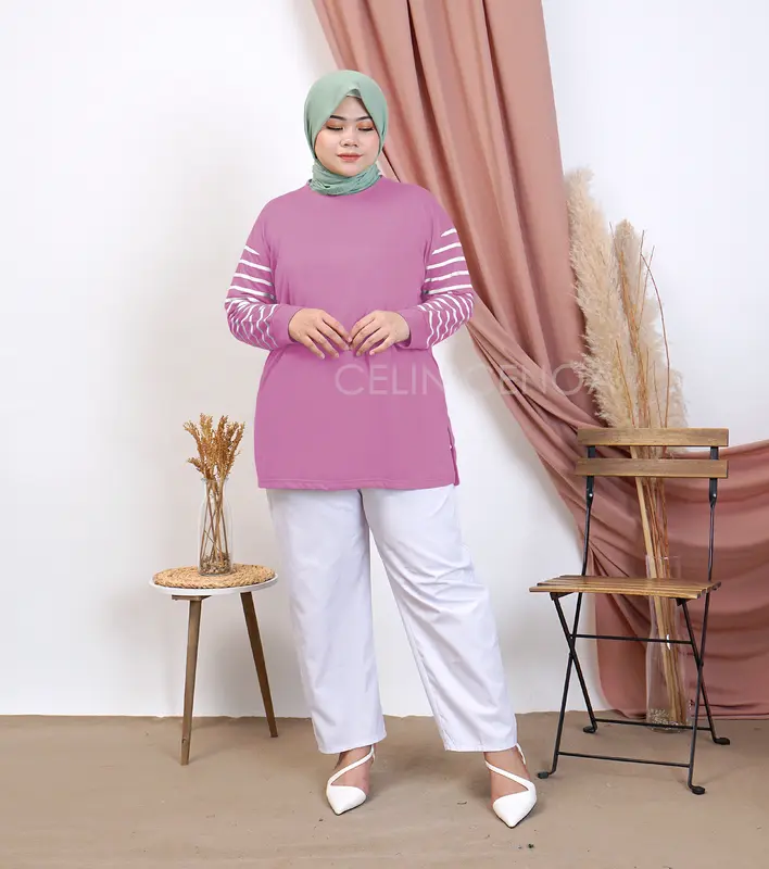 Kaos Wanita Lengan Panjang / Atasan Lengan Lengan Manset / Koas Oversize Wanita / LD 120 PJ 80 Baju Lembut Samping Variasi Basic Polos Hitam Top Tangan manset Muslim Dalaman 7