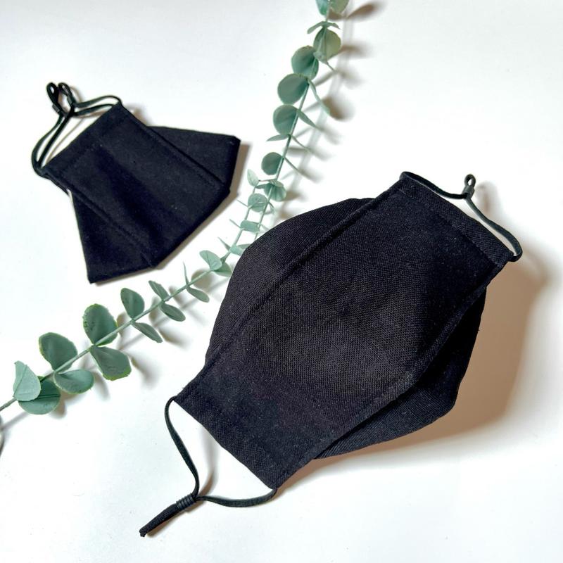 Khẩu trang vải Linen 3D kháng khuẩn chống bụi màu đen cá tính