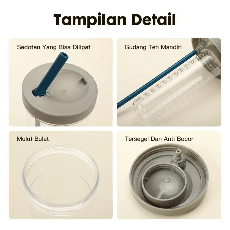 Botol Minum Infused Water 780ml Dengan Sedotan Lipat Tumbler Minuman Buah Segar 5