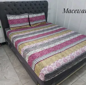 Sprei Katun Berkualitas Tinggi Ukuran Standar 140x200x20 Dengan Karet dan Sarung Bantal Guling Motif Bunga