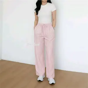 Everyday Pants - Stripe Pant - Celana Panjang Wanita Baggy motif Garis - Garis Loose ala korea