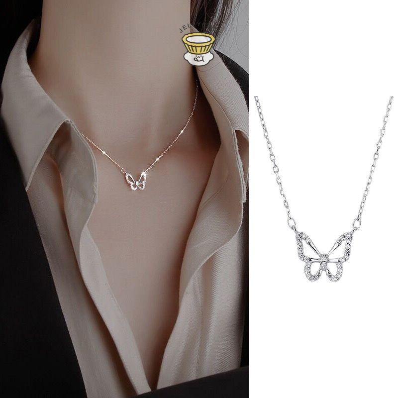  Vòng cổ kim cương hình con bướm rỗng Chuỗi xương đòn Chuỗi cổ đơn giản 