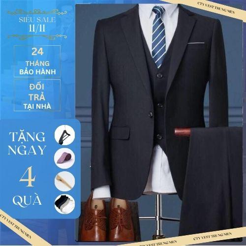  bộ vets nam công sở -  Bộ vest nam lịch lãm trẻ trung Tre Áo Menswear Đen 