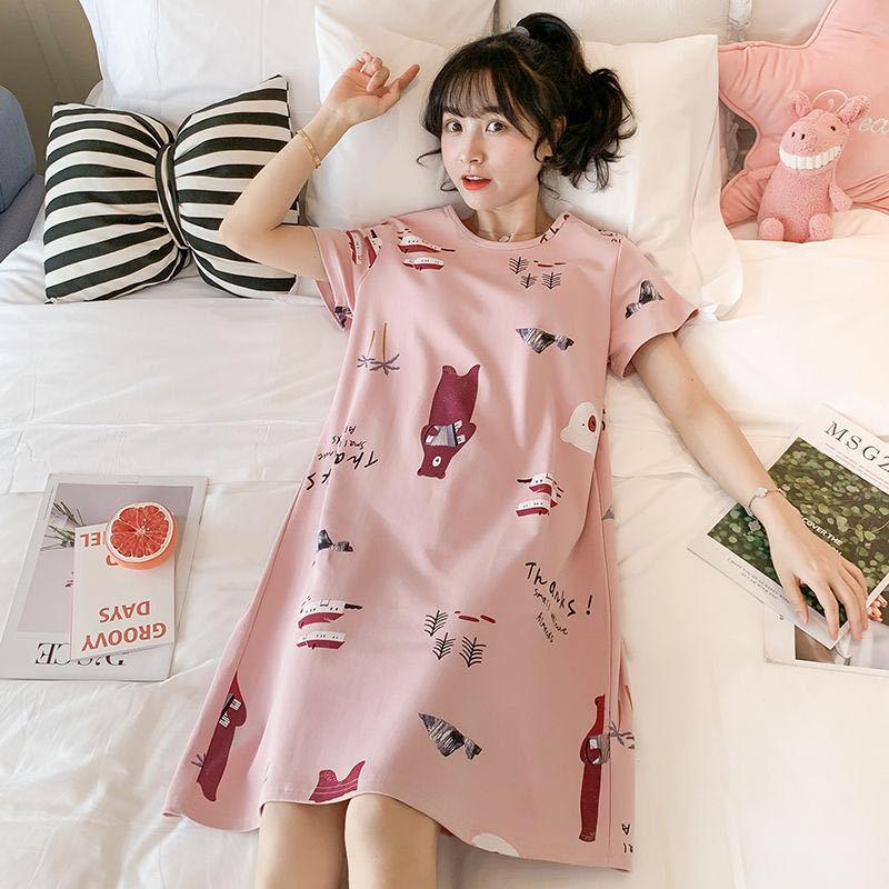 Daster Pendek Wanita Piyama Baju Tidur Dress Santai Kaos Adem All Size 5
