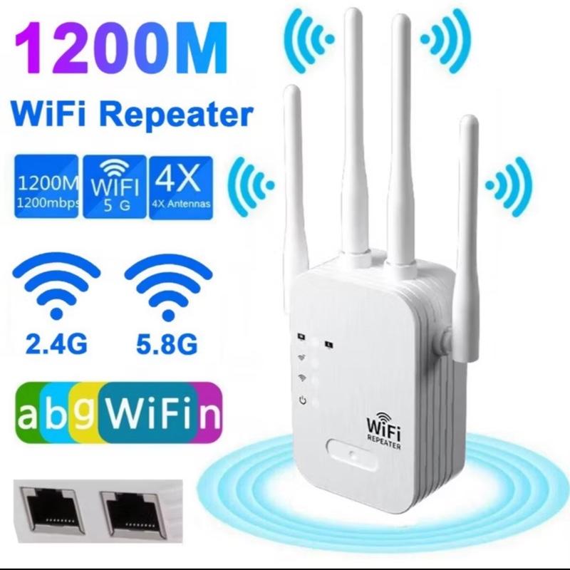 Bộ Kích Sóng Wifi 4 Râu 5G Tốc Độ 1200Mbps - 2.4G 300Mbps Mở Rộng Phủ Sóng Cải Thiện Tốc Độ Wifi Xuyên Tường Tản Nhiệt Cực Tốt
