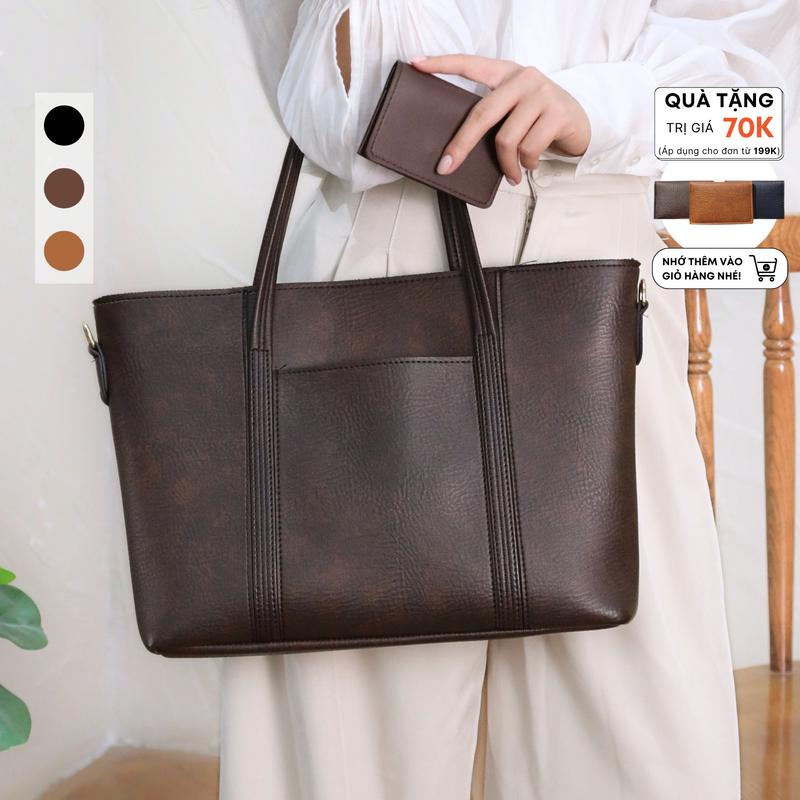 Túi Xách Nữ Công Sở Da FANCY Đựng Laptop Thời Trang Tote size lớn đi học đi làm đi dạy A4 máy tính văn phòng chữ nhật - Túi kèm ví Mini cho đơn từ 199k - Limi bags