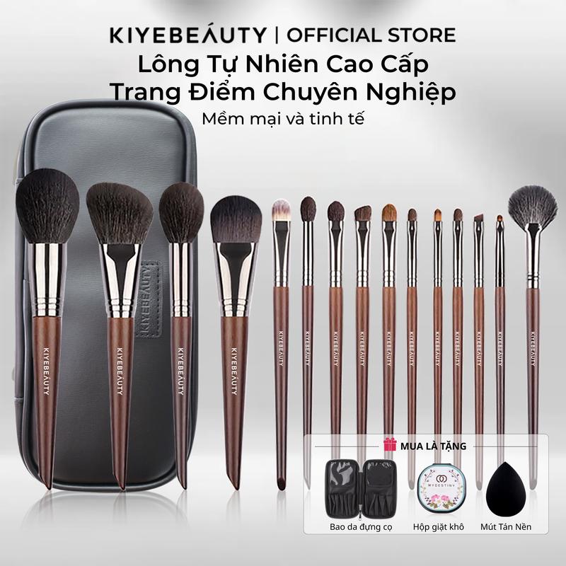 Bộ Cọ 14 Cây Lông Tự Nhiên Mềm Mại Makeup Chuyên Nghiệp Kèm Túi Đựng