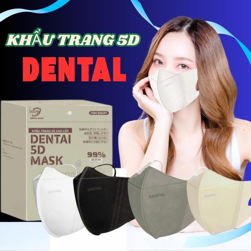 ( TẶNG 10 CÁI 5D )Thùng 600 chiếc Khẩu Trang 5D người lớn DENTAL MASK chính hãng cao cấp dày dặn , khẩu trang chống nắng chống tia uv và nước Phụ Kiện Accessories khẩu trang trắng đen
