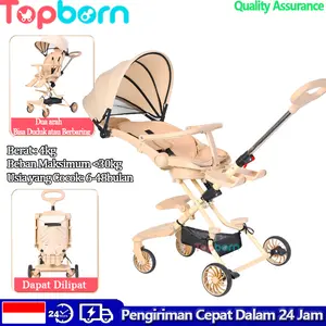 Topborn Stroller Kereta Bayi Lightweight Foldable Two-way Bisa duduk atau berbaring Kereta dorong hemat biaya Pembeli perlu merakitnya sendiri