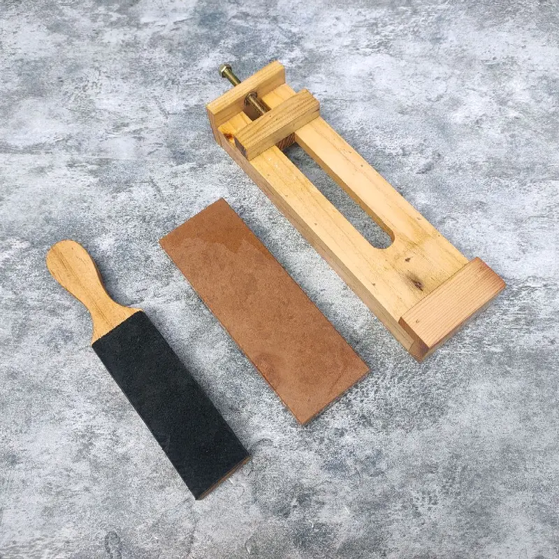 Batu asahan asli alam double set 20x7x2cm Stroping kulit sapi asli+tatakan 2