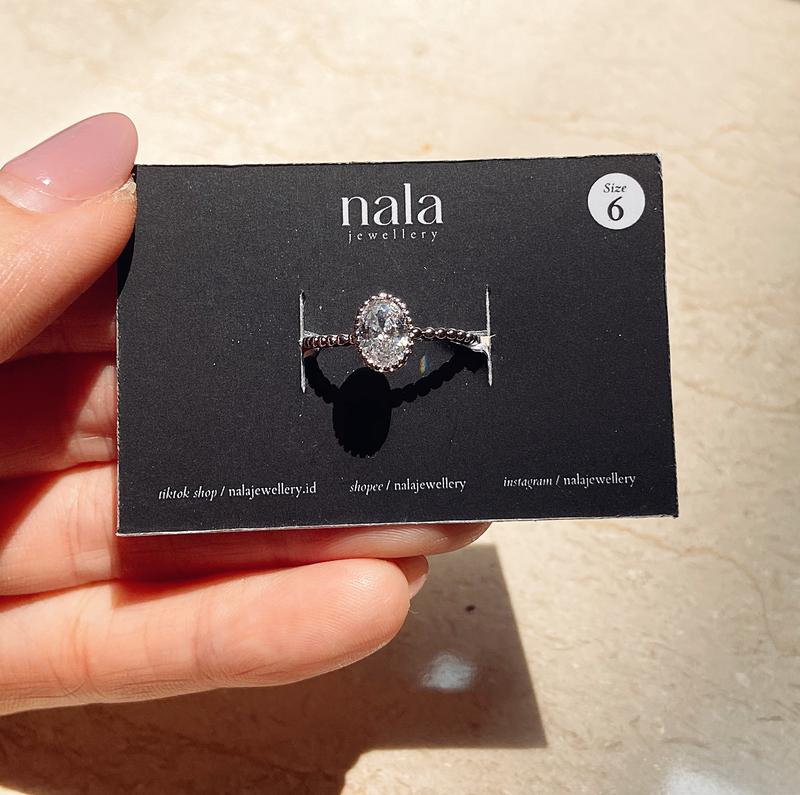 Nala Jewellery - BELLA - Zirconia 4A++ Premium Ring - Cincin Wanita Rhodium Zircon Hypoallergenic Anti Karat Luntur Emas Putih Berlian Asli Cewek Aksesoris Fashion Korea Zircon Perhiasan Elegan SImple Mewah Cantik 2
