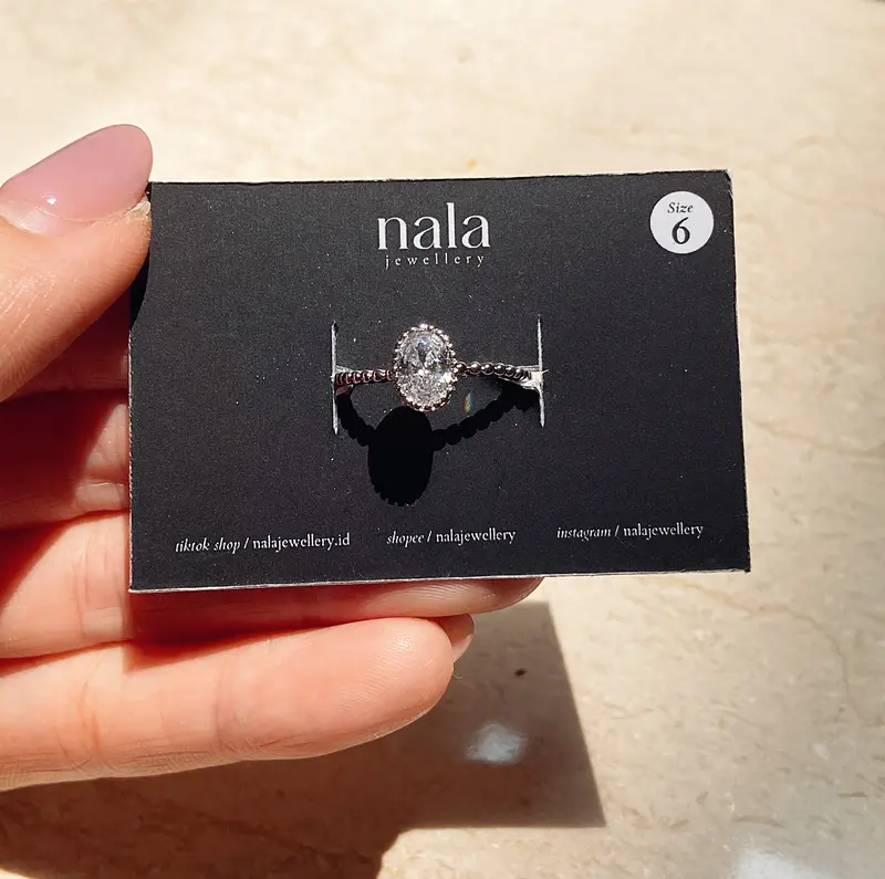 Nala Jewellery - BELLA - Zirconia 4A++ Premium Ring - Cincin Wanita Rhodium Zircon Hypoallergenic Anti Karat Luntur Emas Putih Berlian Asli Cewek Aksesoris Fashion Korea Zircon Perhiasan Elegan SImple Mewah Cantik 1