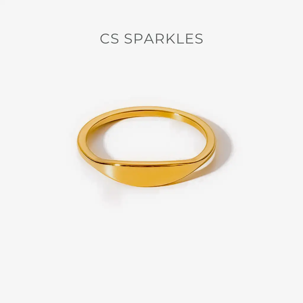 Classic Signet Ring 18K Gold Waterproof Unisex Minimalist Jewellery