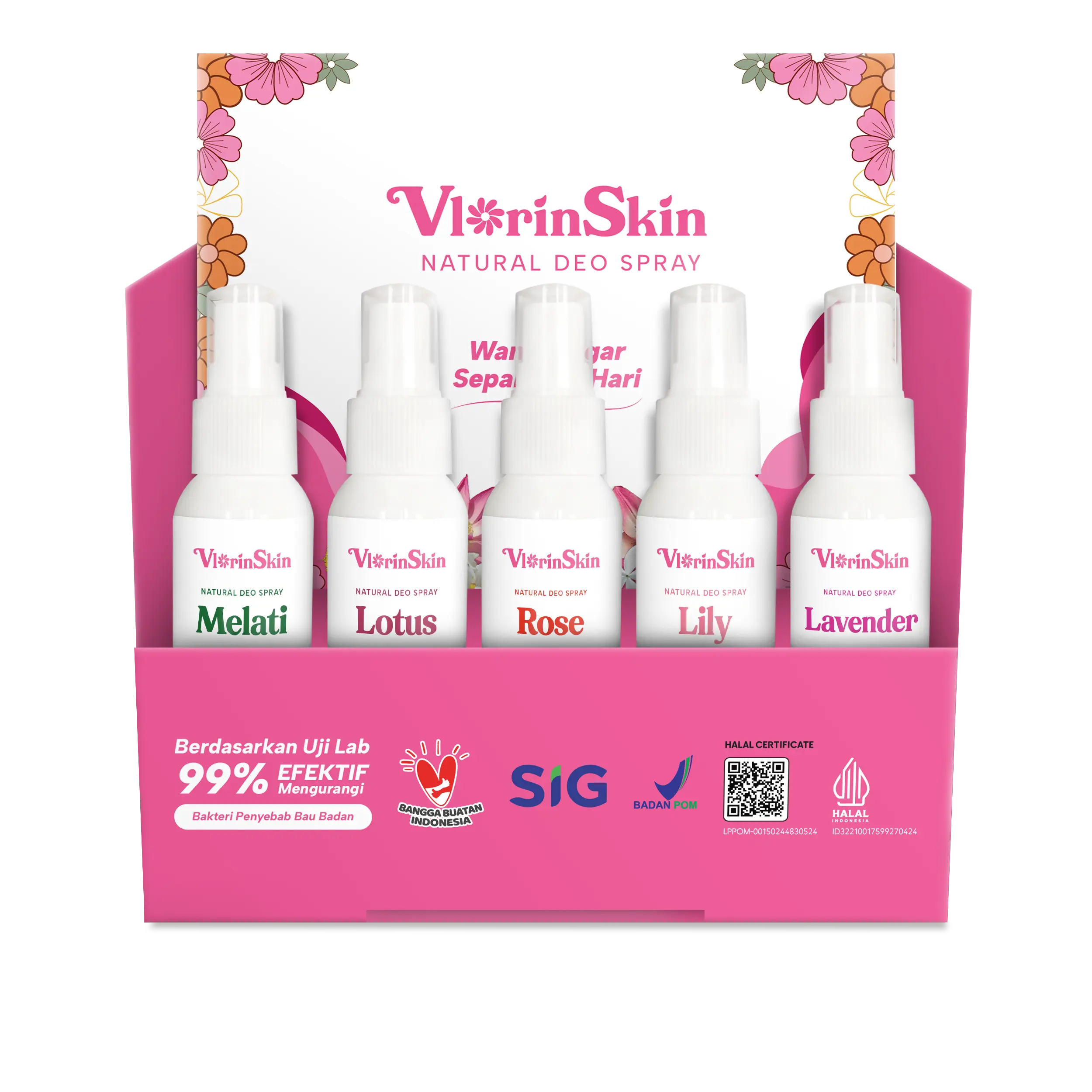 Vlorinskin Deodorant Spray Penghilang Bau Ketiak/Badan, Deo Spray Alami, Deodorant Spray Tawas 100mL