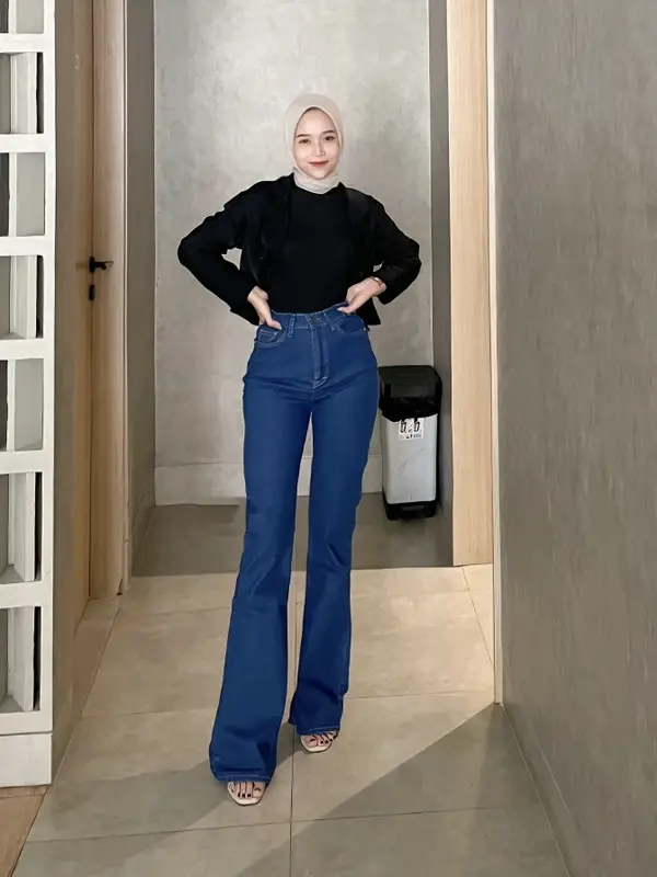Cutbray Jeans Highwaist Celana Panjang Wanita Dewasa Kekinian Cewek Hitam Trend celana cutbray jeans wanita 2