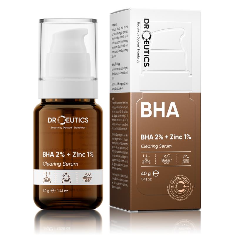 DrCeutics Serum Kẽm BHA 2% + Zinc 1% Giảm Mụn Kiểm Soát Dầu Cho Da Việt Nam Chăm Sóc Da Skincare 40g