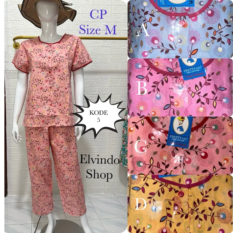 Piyama Cp M setelan celana panjang Katun busui Motif Bunga Pretty girl 1