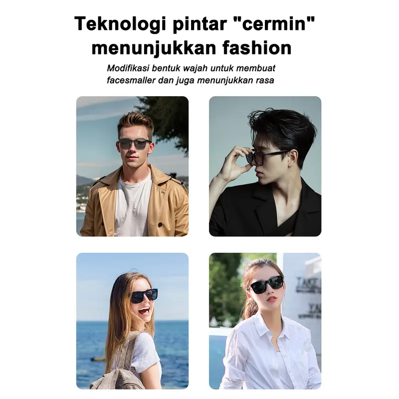 【Super Sale】Hyundai HY-C8 Headset Kacamata Bluetooth Pintar Teknologi Hitam Kacamata Hitam Olahraga Mengemudi Sepeda Motor Antibocor Kacamata Hitam Multifungsi Earphone Headphone Wireless Bass Microphone 5