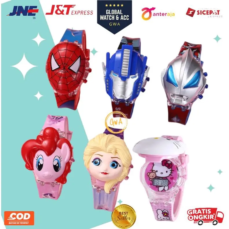 New Jam Tangan Anak Musik Melody Karakter Cewek Cowok Lampu Musik Warna Warni Lampu Music Cewek 1