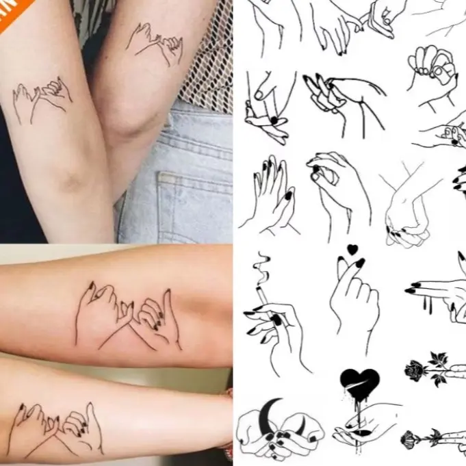 ISI 2 PAC RANDOM ￼Tato Temporer Tangan couple love Stiker Tato Minimalis Tatto Temporary Waterproof Tubuh Wanita Kering