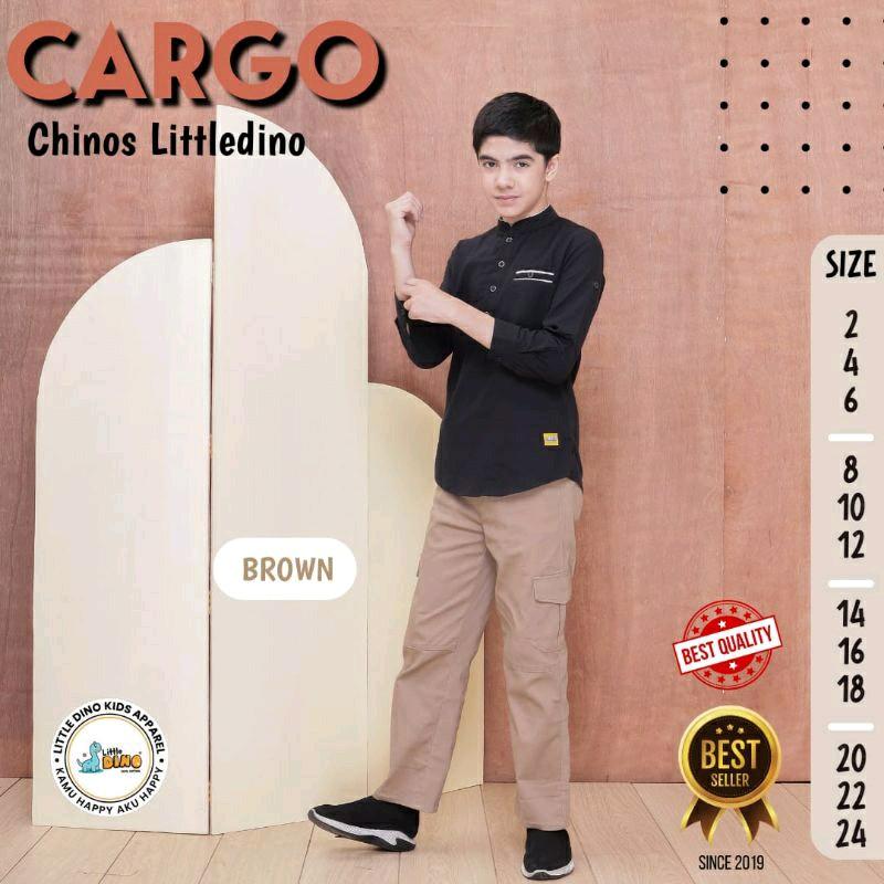 Celana Panjang Anak Little Dino Cargo Fashion Katun Grey Black Laki-Laki Usia 2-13 Tahun Perempuan Cowok - Cewek 0