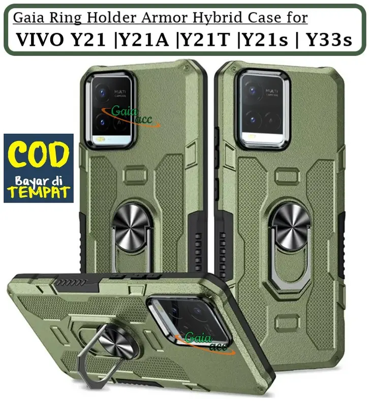 Casing Untuk Vivo Y21/Y21s/Y21t/Y21a| Y33S Hard Case Ring Armor Robot Case Kickstand Hybrid/Ring Holder 5