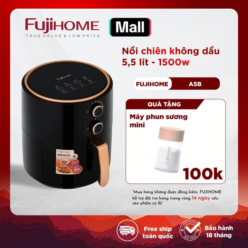 hết quà tặng Nồi Chiên Không Dầu 5.5LÍT WHITE FUJIHOME A5B Bản Cơ Núm Vặn TẶNG KẸP GẮP +BẢO HÀNH 12 THÁNG + KM 6 THÁNG TOÀN QUỐC Nấu Ăn